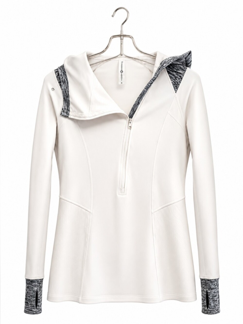 Lululemon Women's Size 8 White Half-Zip Pullover Hoodie with Cowl Neck Thumbhole